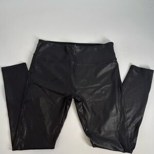 Satiny black “leather” workout leggings size large